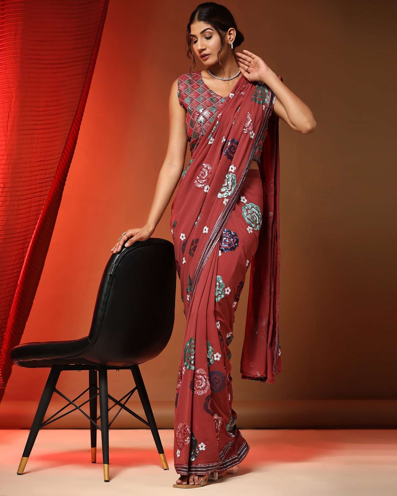 249 By Amoha Trendz 249-A To 249-B Series Indian Traditional Wear Collection Beautiful Stylish Fancy Colorful Party Wear & Occasional Wear Pure Georgette Sarees At Wholesale Price