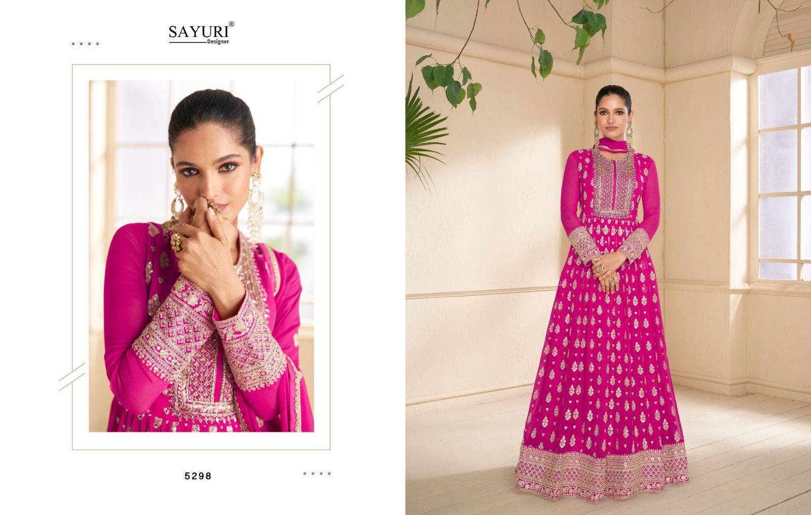 Onaya By Sayuri 5296 To 5298 Series Beautiful Stylish Fancy Colorful Casual Wear & Ethnic Wear Georgette/Viscose Silk Gowns With Dupatta At Wholesale Price