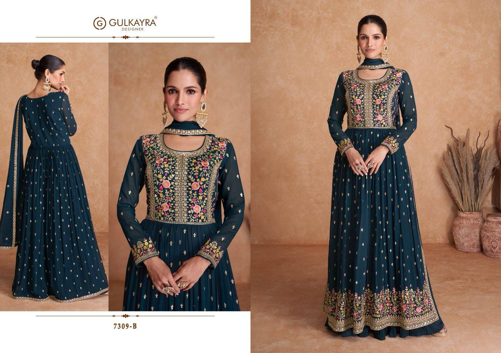 Saawan By Gulkayra Designer 7309-A To 7309-E Series Beautiful Summer Collection Anarkali Suits Stylish Fancy Colorful Casual Wear & Ethnic Wear Georgette Embroidered Dresses At Wholesale Price