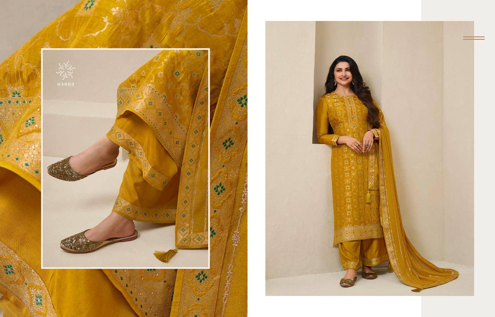 Kaseesh Sana Vol-3 By Vinay Fashion 64681 To 64686 Series Designer Festive Suits Beautiful Fancy Colorful Stylish Party Wear & Occasional Wear Dola Jacquard Dresses At Wholesale Price