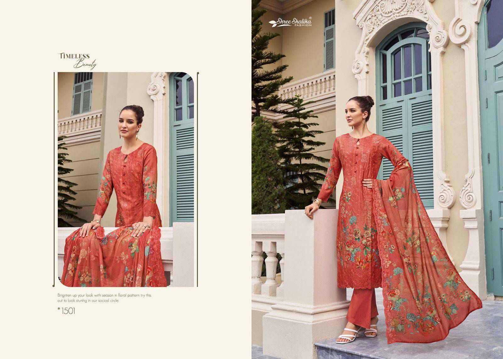 Shalika Vol-105 By Shree Shalika Fashion 1501 To 1508 Series Designer Festive Festive Suits Collection Beautiful Stylish Fancy Colorful Party Wear & Occasional Wear Cotton Digital Print With Embroidery Dresses At Wholesale Price