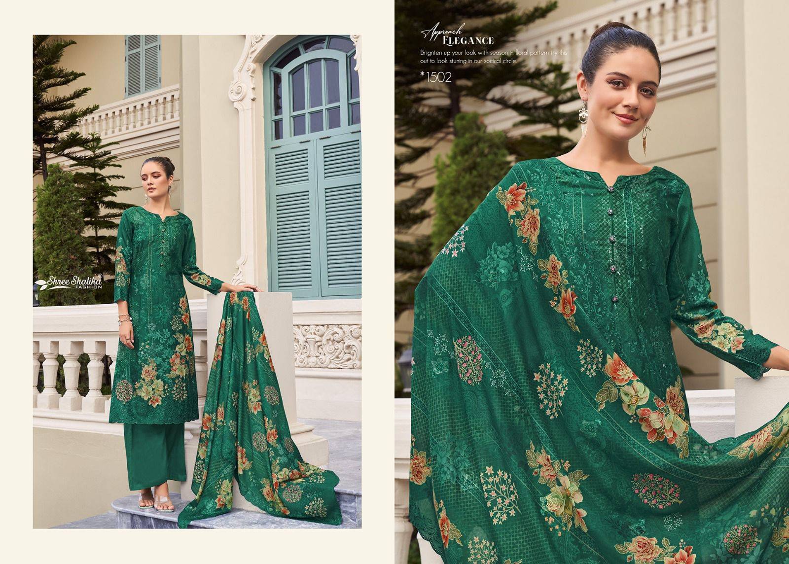 Shalika Vol-105 By Shree Shalika Fashion 1501 To 1508 Series Designer Festive Festive Suits Collection Beautiful Stylish Fancy Colorful Party Wear & Occasional Wear Cotton Digital Print With Embroidery Dresses At Wholesale Price