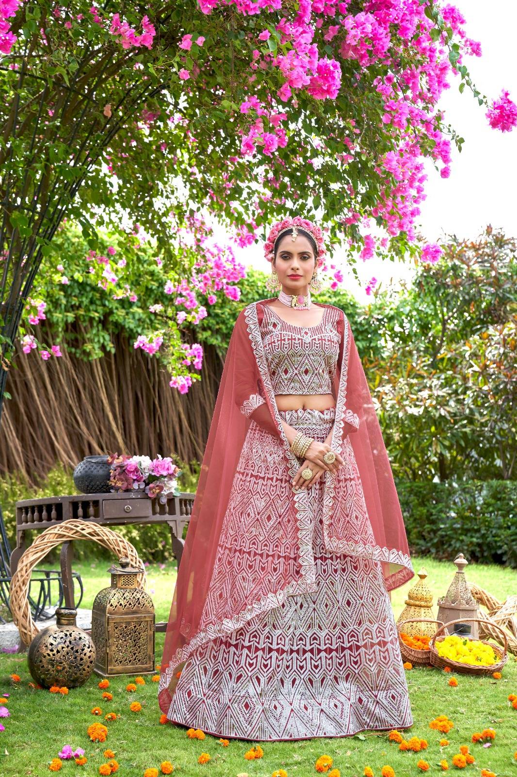 Sakshi By Zeeya 19001 To 19004 Series Indian Traditional Beautiful Stylish Designer Banarasi Silk Jacquard Embroidered Party Wear Net Lehengas At Wholesale Price