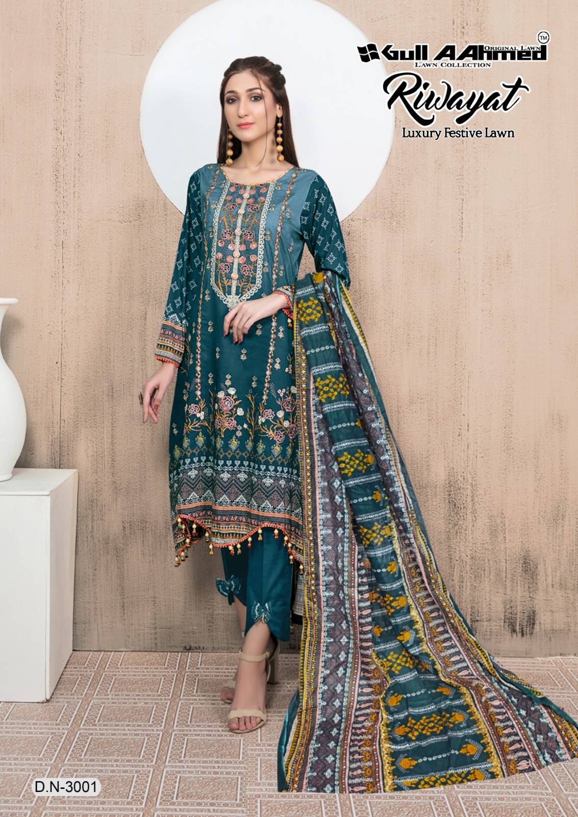 Riwayat Vol-3 By Gull Aahmed 3001 To 3006 Series Designer Festive Suits Beautiful Stylish Fancy Colorful Party Wear & Occasional Wear Pure Lawn Print Dresses At Wholesale Price
