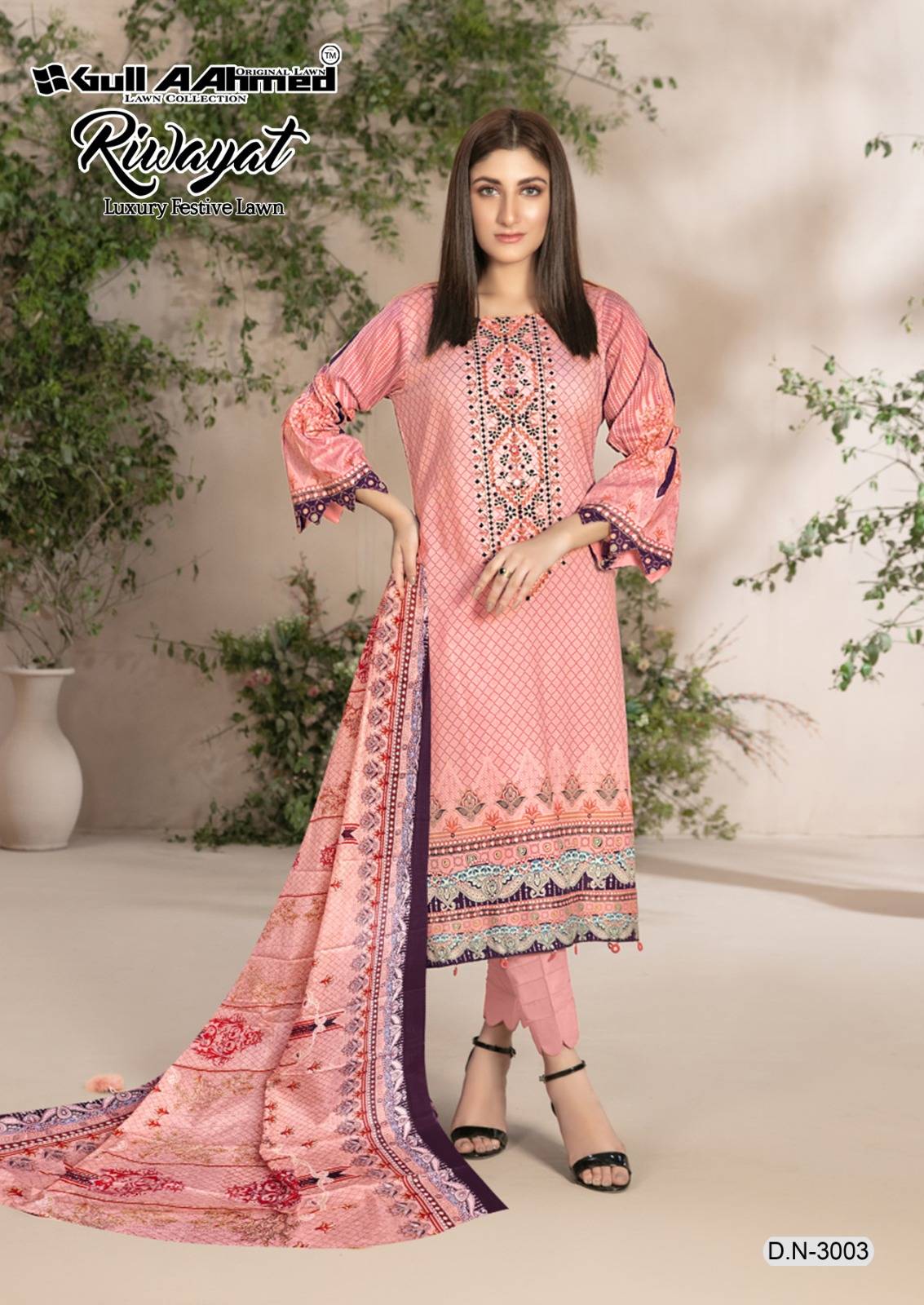Riwayat Vol-3 By Gull Aahmed 3001 To 3006 Series Designer Festive Suits Beautiful Stylish Fancy Colorful Party Wear & Occasional Wear Pure Lawn Print Dresses At Wholesale Price