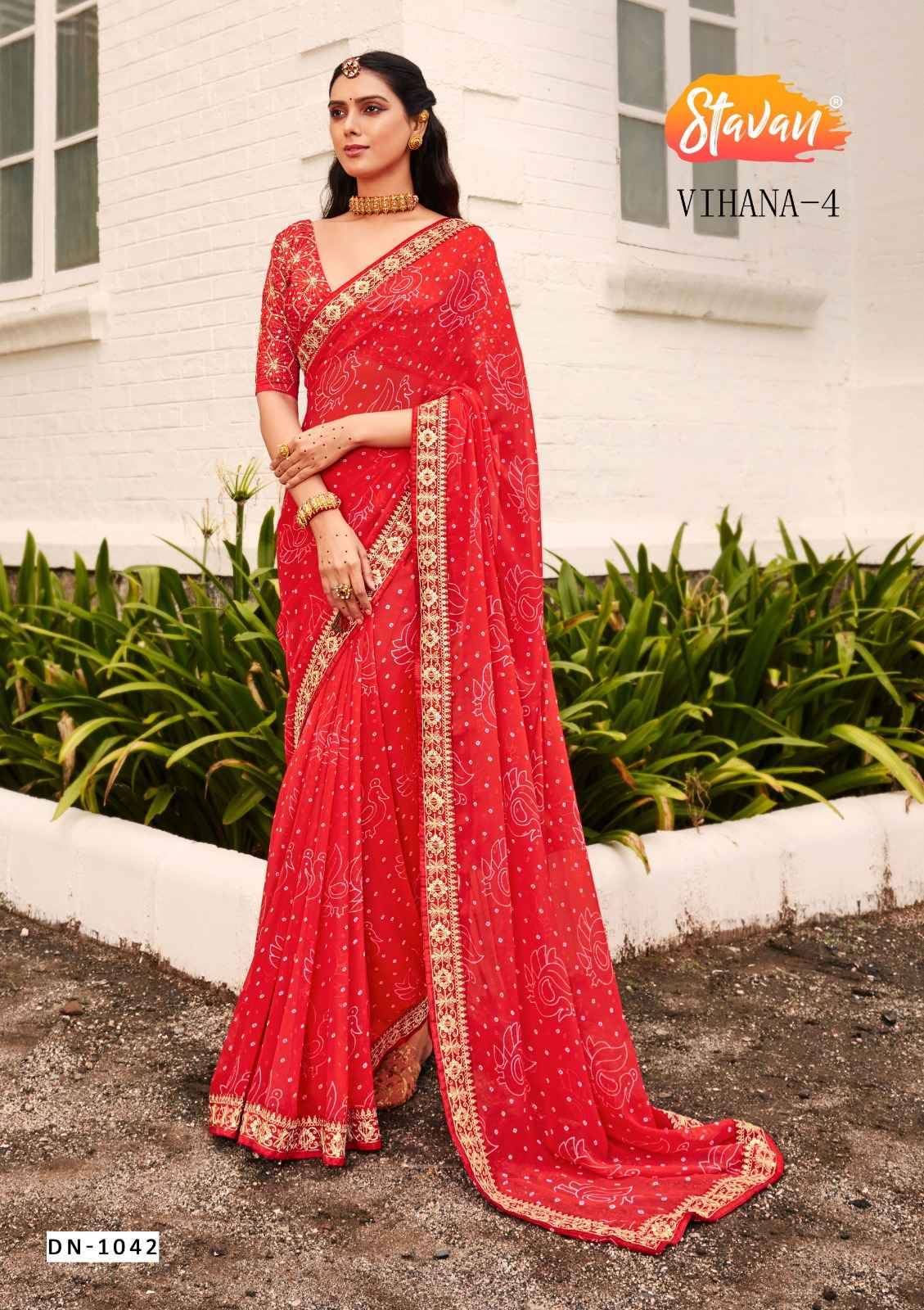 Vihana Vol-4 By Stavan 1037 To 1046 Series Indian Traditional Wear Collection Beautiful Stylish Fancy Colorful Party Wear & Occasional Wear Georgette Print Sarees At Wholesale Price