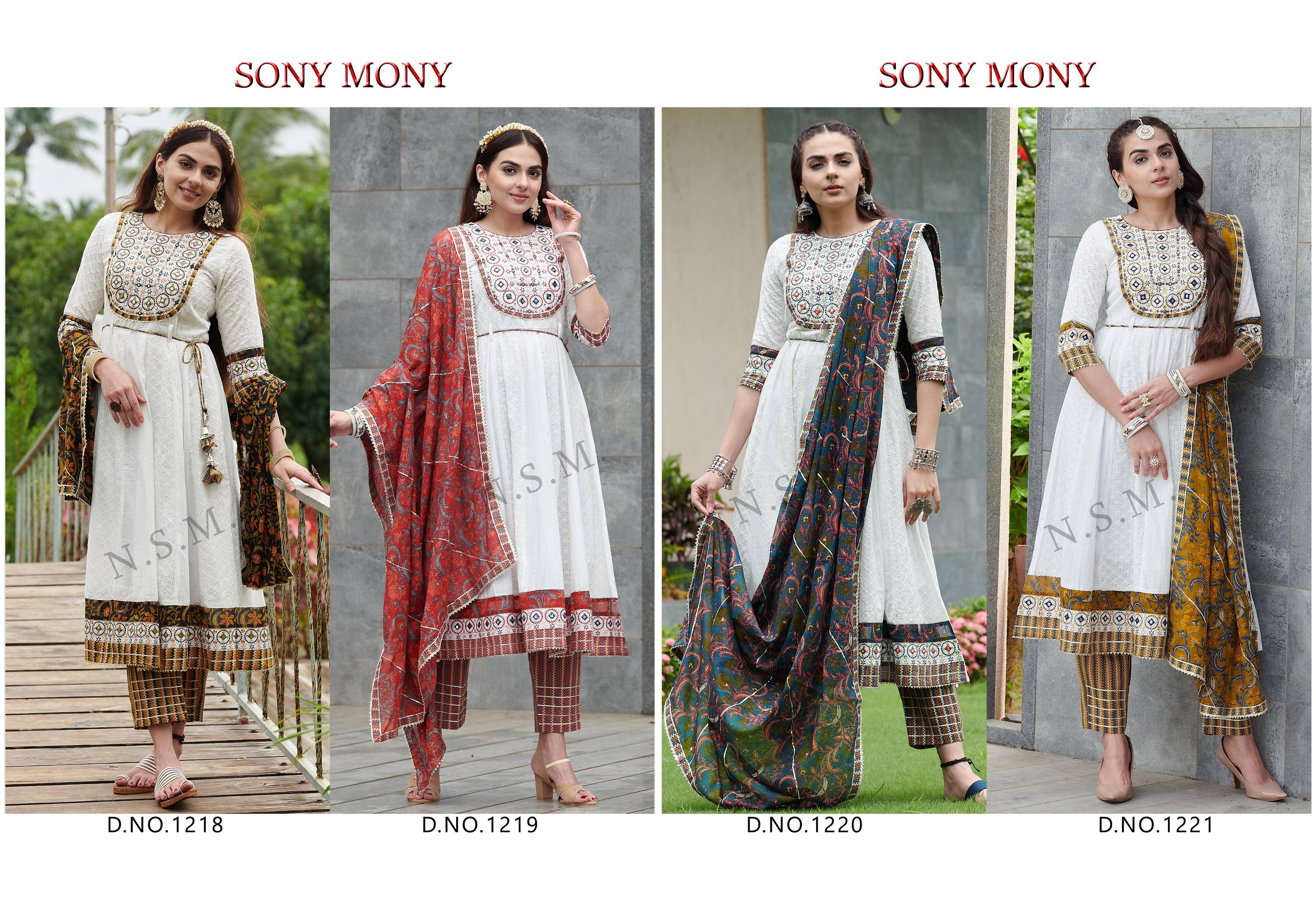 Sony Mony By Fashid Wholesale 1218 To 1221 Series Designer Festive Anarkali Suits Collection Beautiful Stylish Fancy Colorful Party Wear & Occasional Wear Pure Cotton Dresses At Wholesale Price