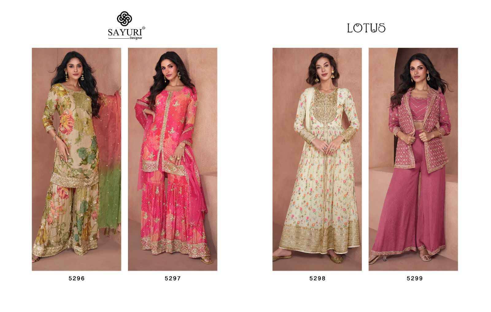 Lotus By Sayuri 5296 To 5299 Series Beautiful Festive Suits Colorful Stylish Fancy Casual Wear & Ethnic Wear Georgette/Chinnon Silk Dresses At Wholesale Price