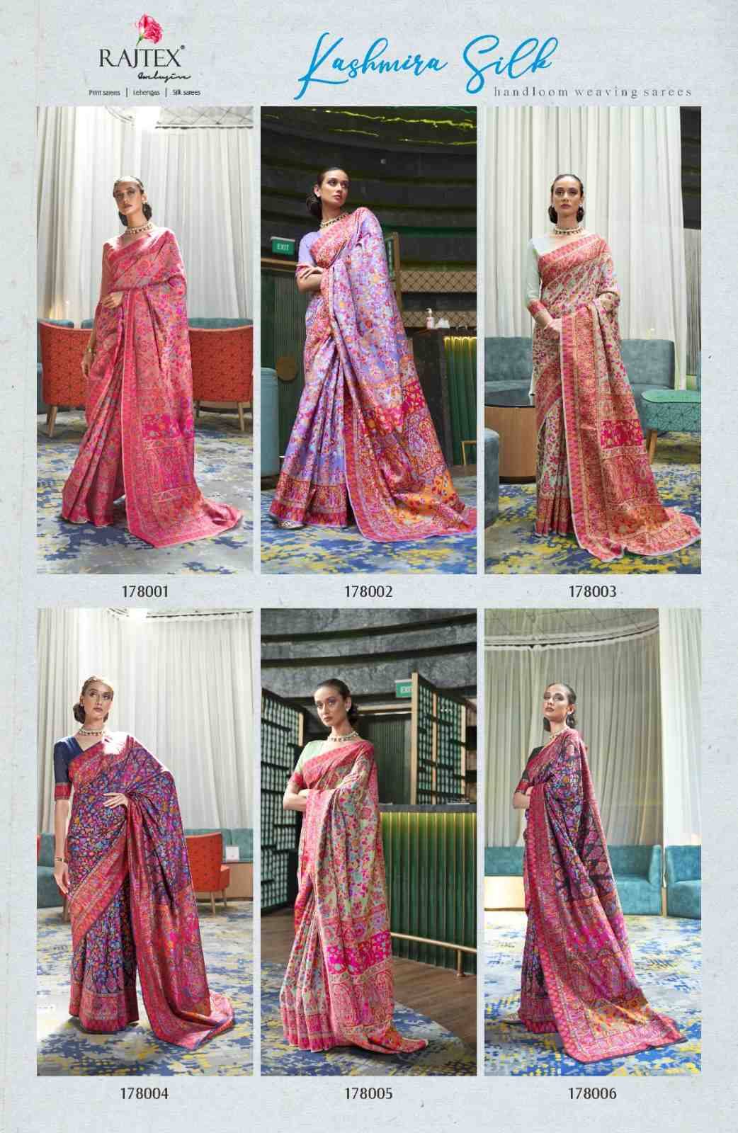 Kashmira Silk By Raj Tex 178001 To 178006 Series Indian Traditional Wear Collection Beautiful Stylish Fancy Colorful Party Wear & Occasional Wear Soft Silk Sarees At Wholesale Price