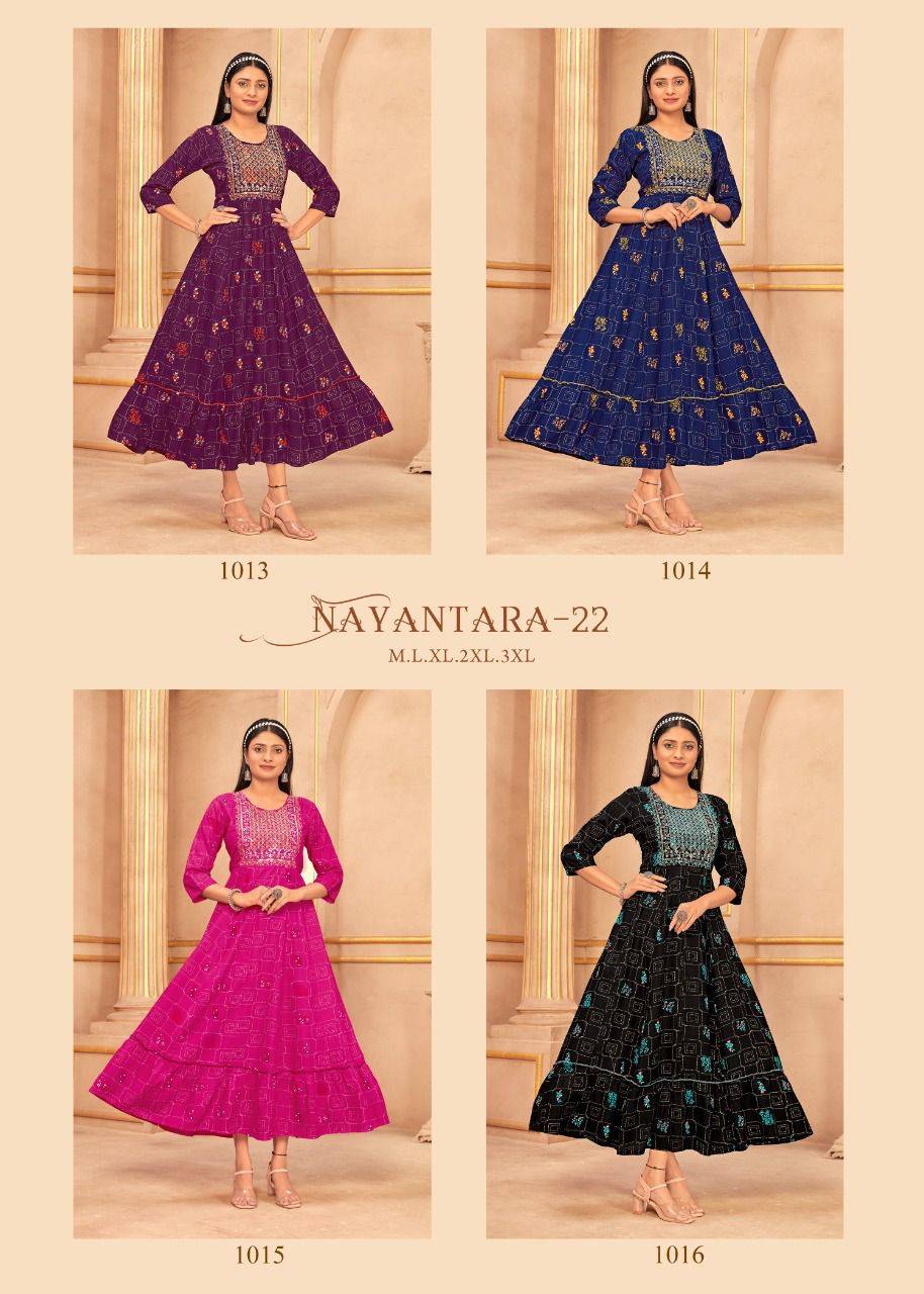 Nayantara Vol-22 By Banwery Fashion 1013 To 1016 Series Designer Stylish Fancy Colorful Beautiful Party Wear & Ethnic Wear Collection Rayon Print Gown At Wholesale Price
