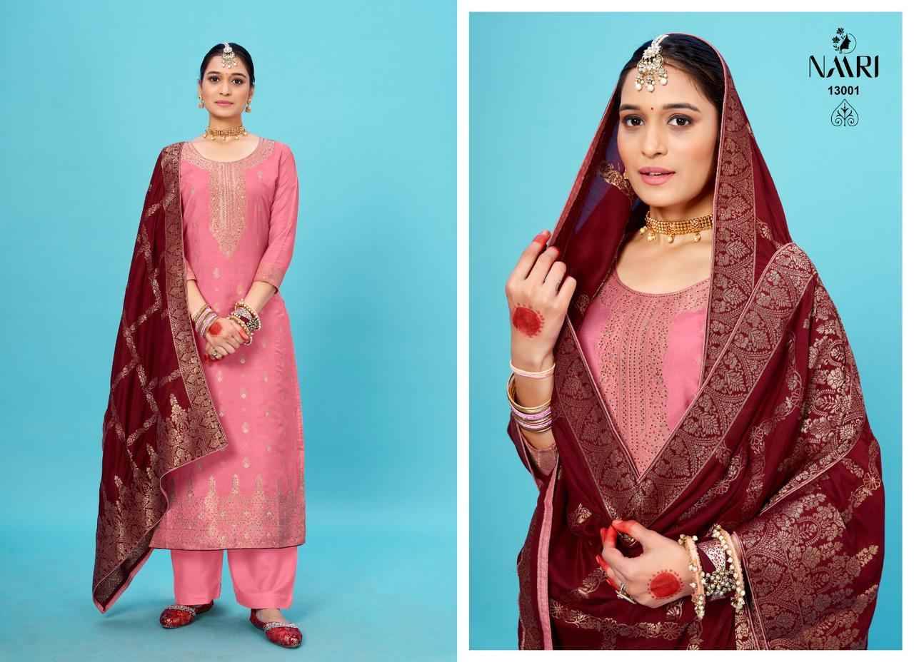 Suhagan By Naari 13001 To 13004 Series Festive Suits Beautiful Fancy Colorful Stylish Party Wear & Occasional Wear Viscose Muslin Jacquard Dresses At Wholesale Price