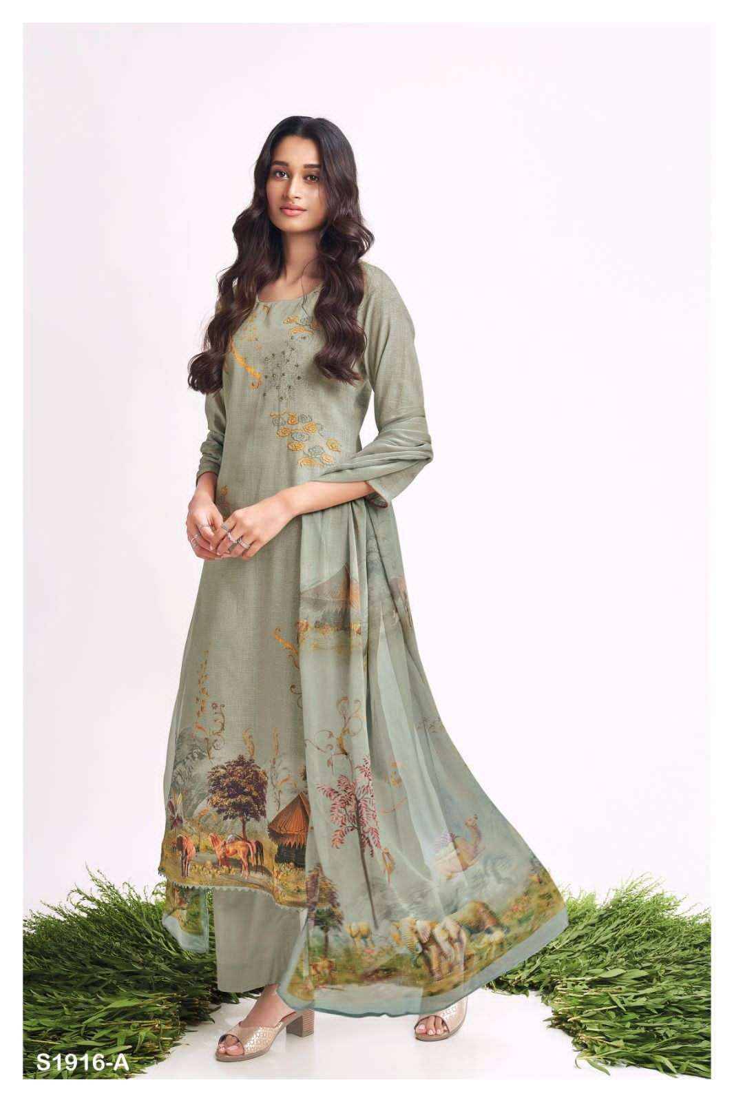 Shravya-1916 By Ganga Fashion 1916-A To 1916-D Series Beautiful Suits Colorful Stylish Fancy Casual Wear & Ethnic Wear Premium Cotton LinenDresses At Wholesale Price
