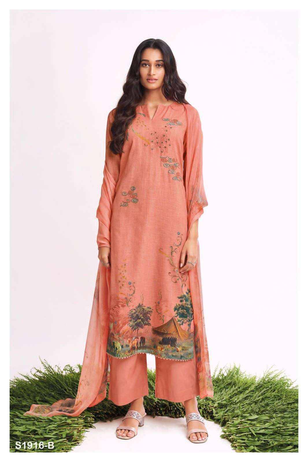 Shravya-1916 By Ganga Fashion 1916-A To 1916-D Series Beautiful Suits Colorful Stylish Fancy Casual Wear & Ethnic Wear Premium Cotton LinenDresses At Wholesale Price