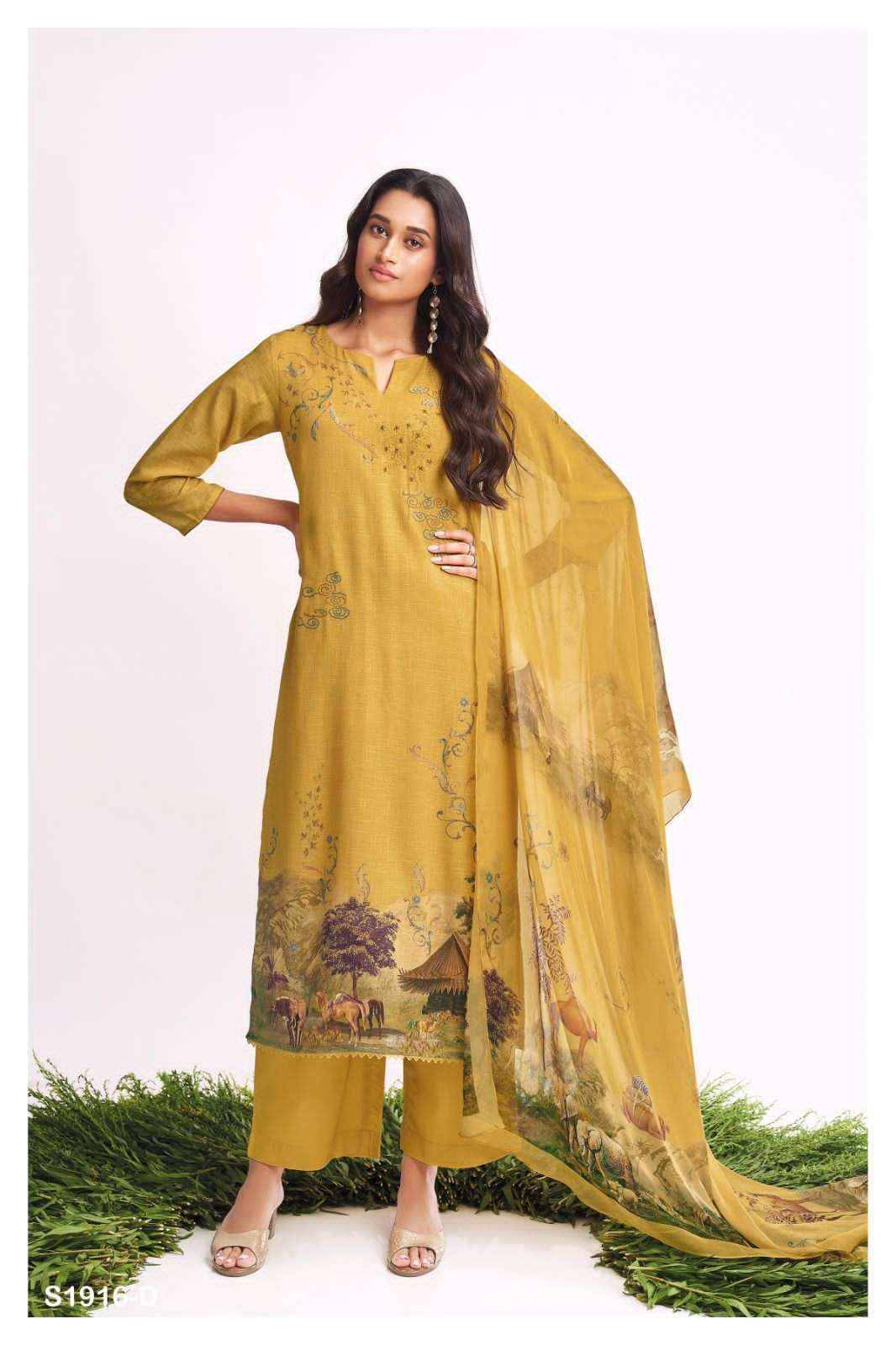 Shravya-1916 By Ganga Fashion 1916-A To 1916-D Series Beautiful Suits Colorful Stylish Fancy Casual Wear & Ethnic Wear Premium Cotton LinenDresses At Wholesale Price