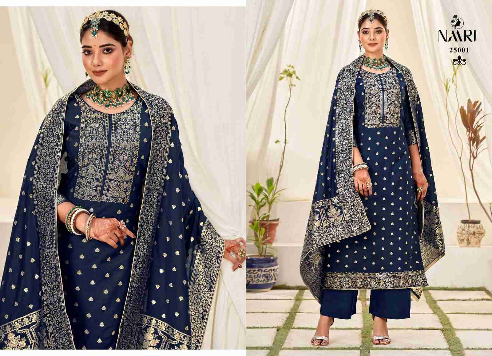 Mehar Vol-5 By Naari 25001 To 25004 Series Beautiful Stylish Suits Fancy Colorful Casual Wear & Ethnic Wear & Ready To Wear Pure Viscose Muslin Jacquard Silk Dresses At Wholesale Price