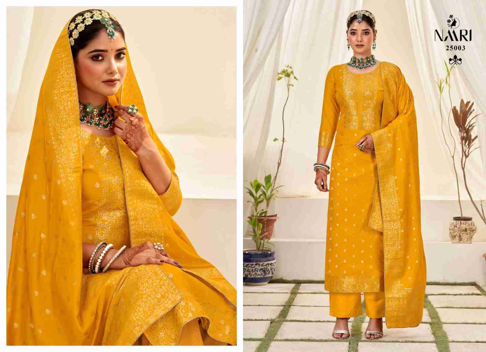 Mehar Vol-5 By Naari 25001 To 25004 Series Beautiful Stylish Suits Fancy Colorful Casual Wear & Ethnic Wear & Ready To Wear Pure Viscose Muslin Jacquard Silk Dresses At Wholesale Price