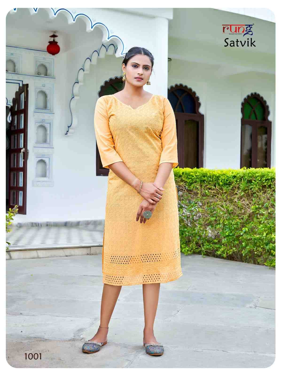 Satvik By Rung 1001 To 1010 Series Designer Stylish Fancy Colorful Beautiful Party Wear & Ethnic Wear Collection Cotton With Work Kurtis At Wholesale Price