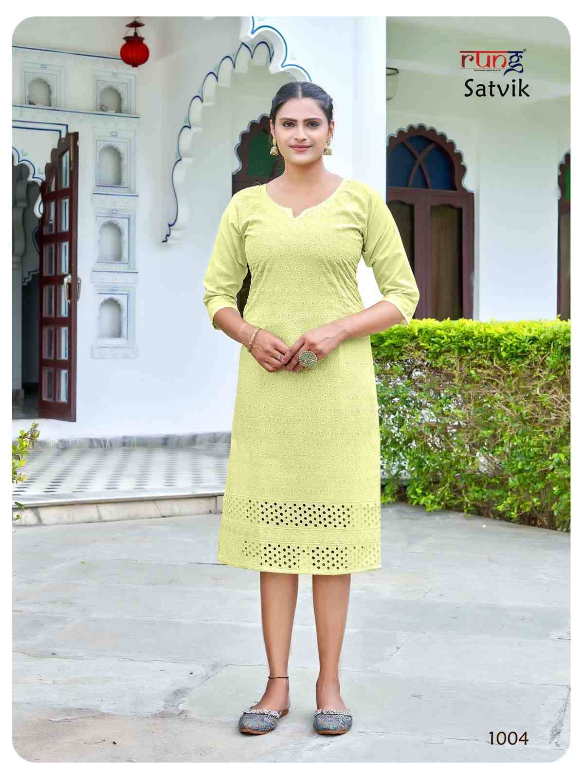 Satvik By Rung 1001 To 1010 Series Designer Stylish Fancy Colorful Beautiful Party Wear & Ethnic Wear Collection Cotton With Work Kurtis At Wholesale Price