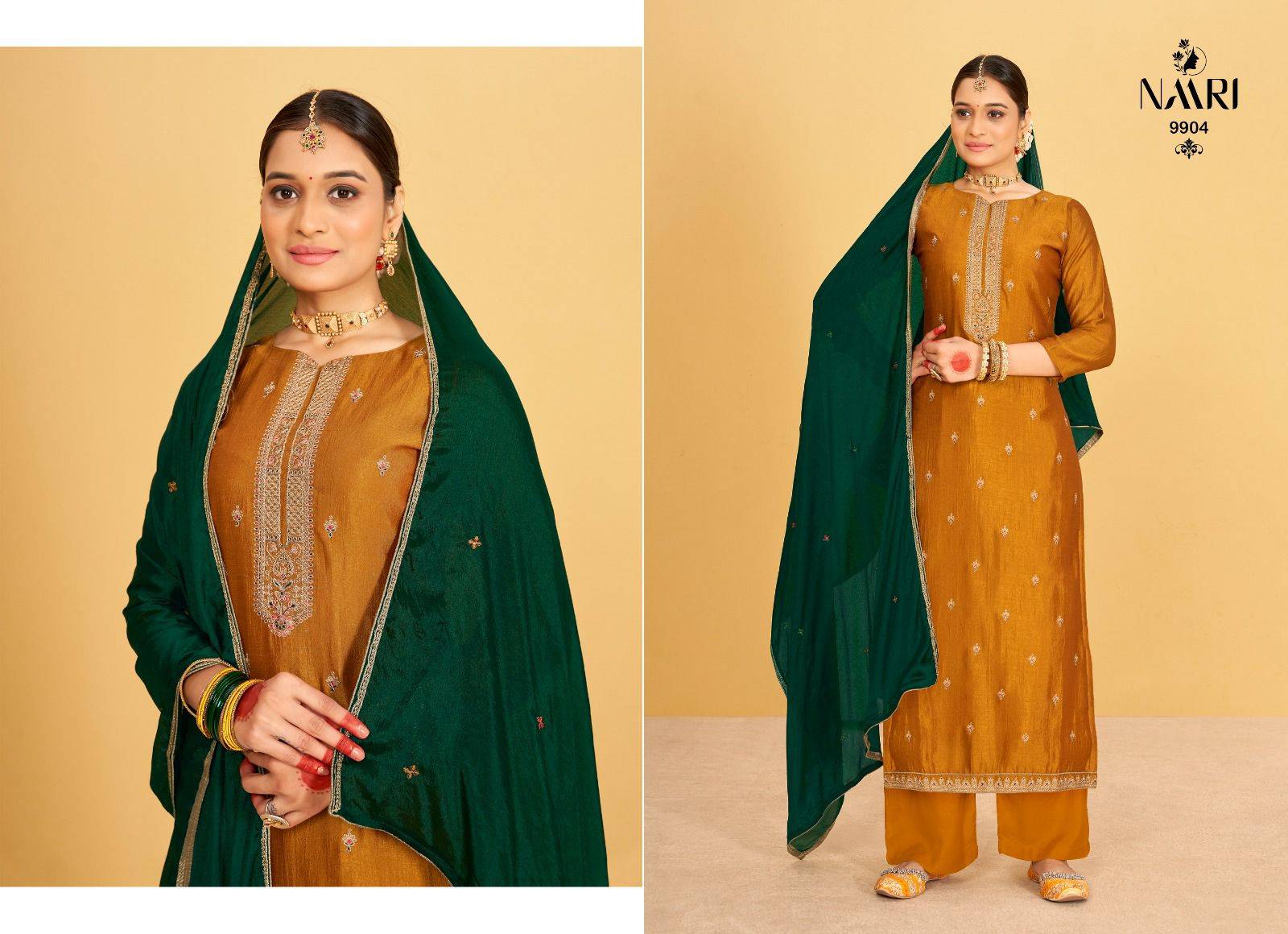 Kaash By Naari 9901 To 9904 Series Beautiful Stylish Suits Fancy Colorful Casual Wear & Ethnic Wear & Ready To Wear Pure Vichitra Silk Dresses At Wholesale Price