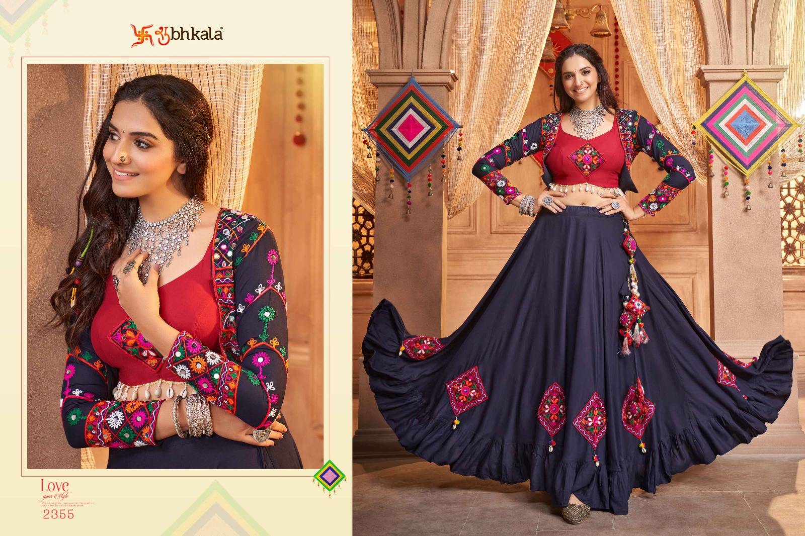 Raas Vol-9 By Shubhkala 2351 To 2359 Series Designer Beautiful Wedding Bridal Collection Occasional Wear & Party Wear Viscose Rayon Lehengas At Wholesale Price