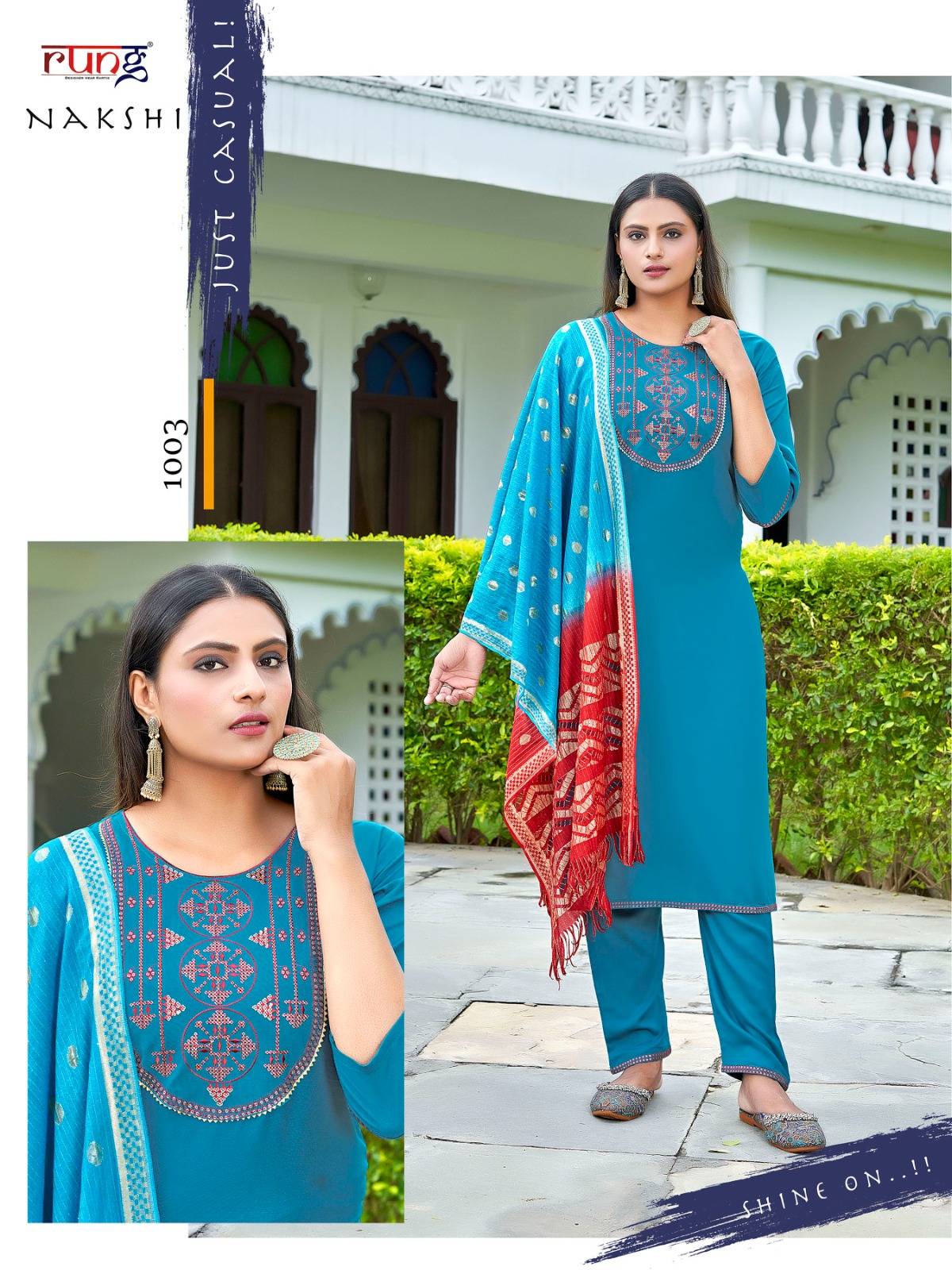 Nakshi By Rung 1001 To 1008 Series Beautiful Stylish Festive Suits Fancy Colorful Casual Wear & Ethnic Wear & Ready To Wear Rayon Foil Dresses At Wholesale Price