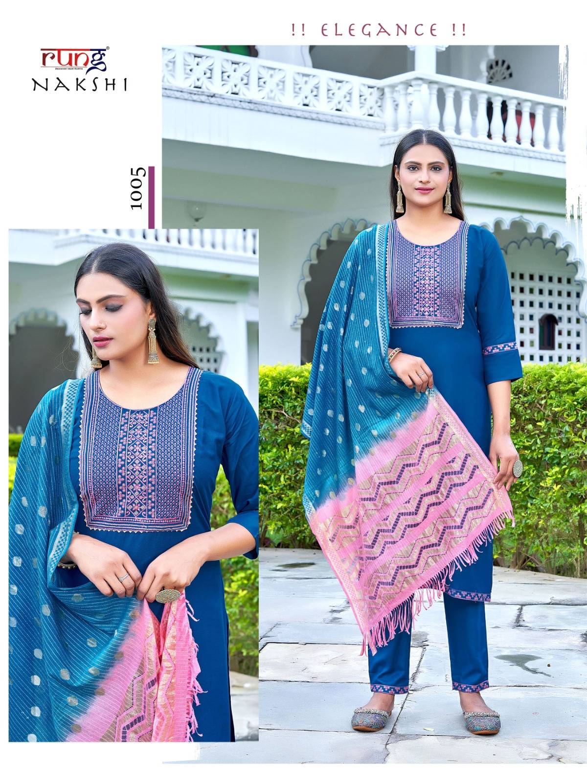 Nakshi By Rung 1001 To 1008 Series Beautiful Stylish Festive Suits Fancy Colorful Casual Wear & Ethnic Wear & Ready To Wear Rayon Foil Dresses At Wholesale Price