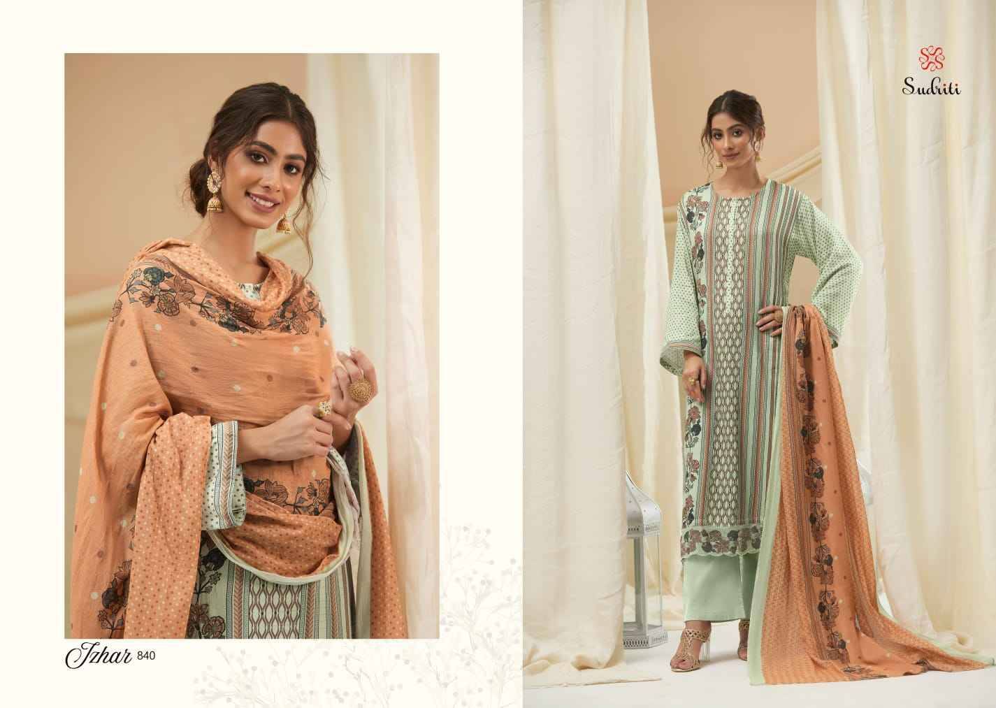 Izhar By Sudriti Beautiful Stylish Festive Suits Fancy Colorful Casual Wear & Ethnic Wear & Ready To Wear Pure Cotton Satin Digital Print Dresses At Wholesale Price
