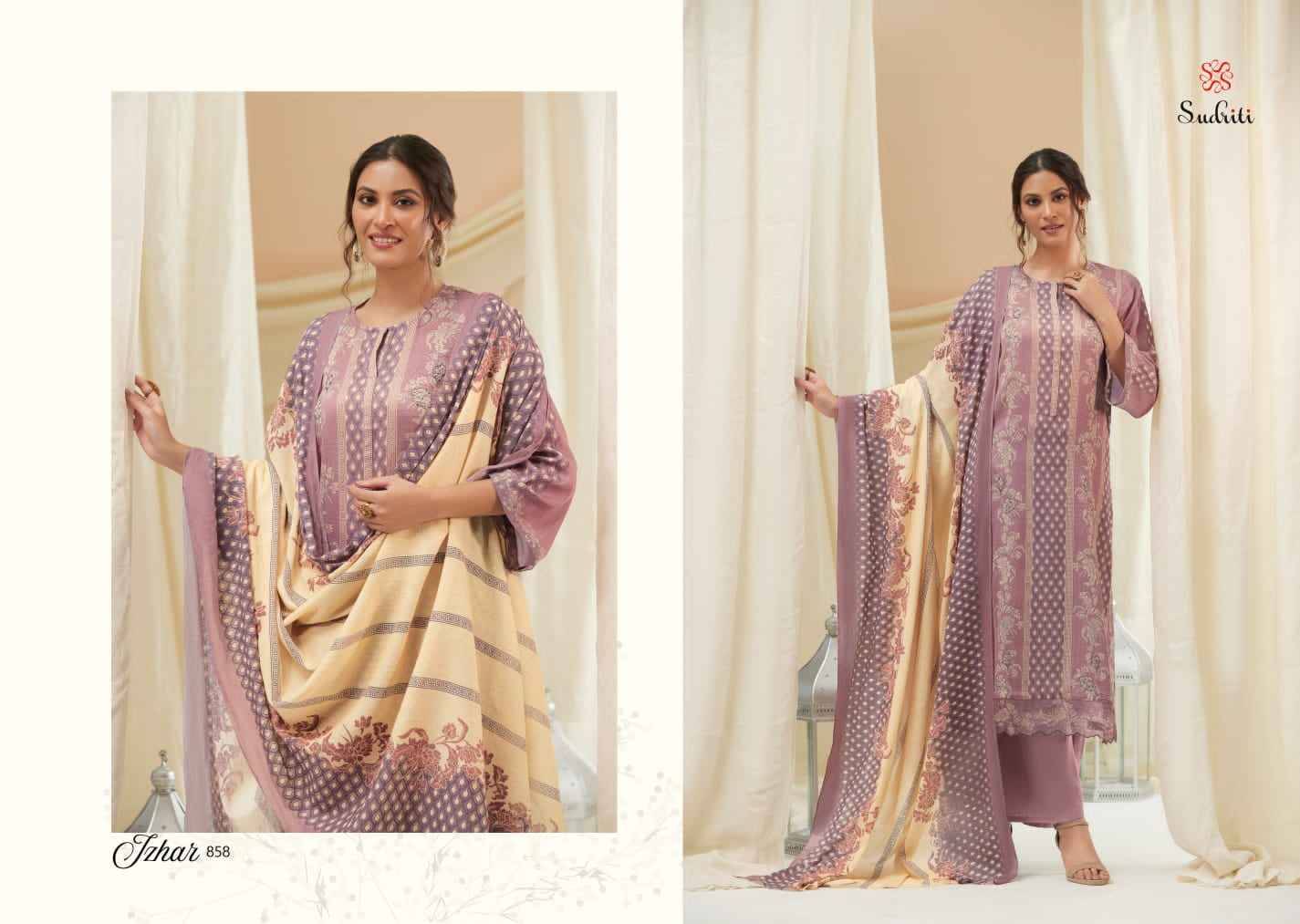 Izhar By Sudriti Beautiful Stylish Festive Suits Fancy Colorful Casual Wear & Ethnic Wear & Ready To Wear Pure Cotton Satin Digital Print Dresses At Wholesale Price