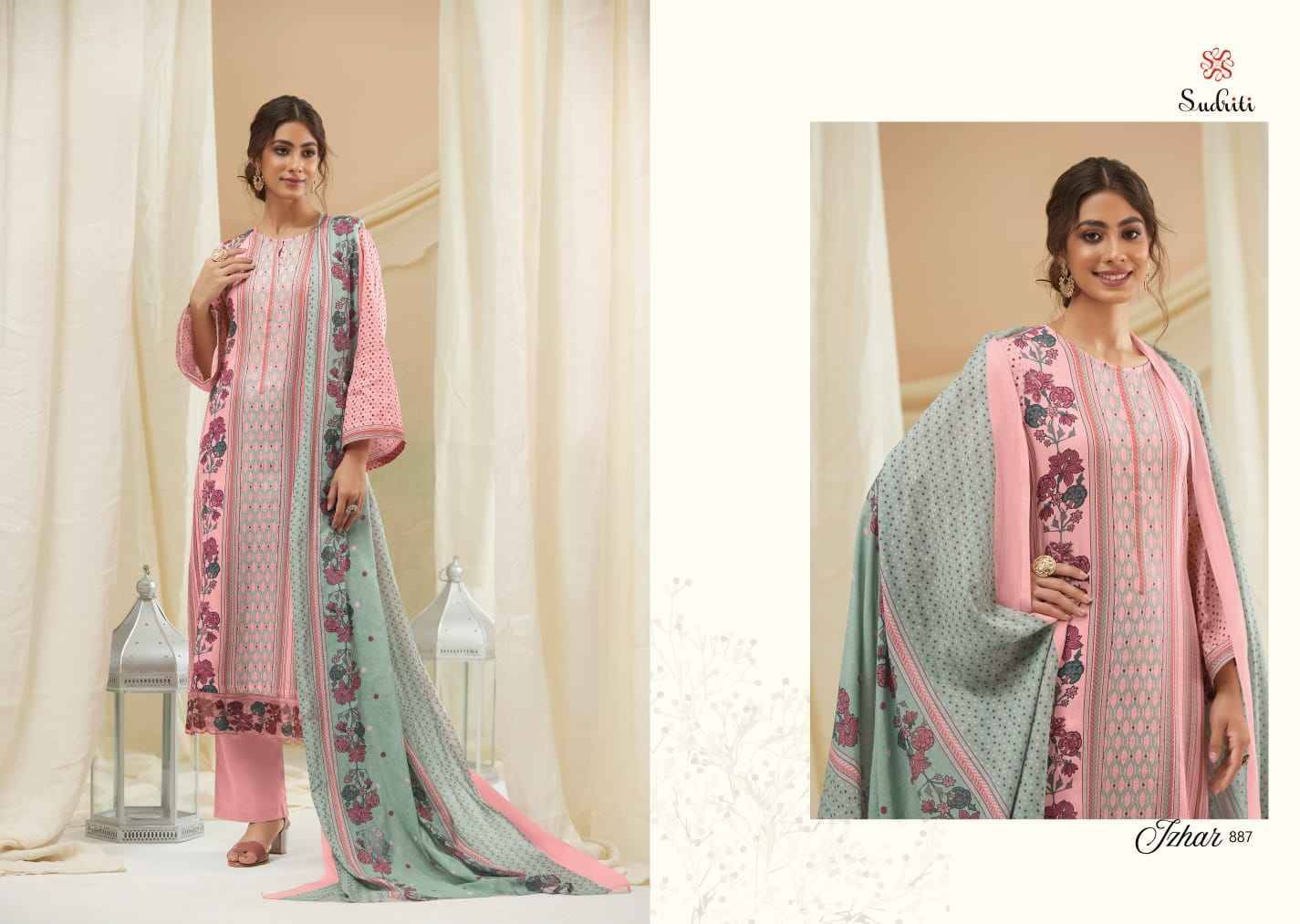 Izhar By Sudriti Beautiful Stylish Festive Suits Fancy Colorful Casual Wear & Ethnic Wear & Ready To Wear Pure Cotton Satin Digital Print Dresses At Wholesale Price