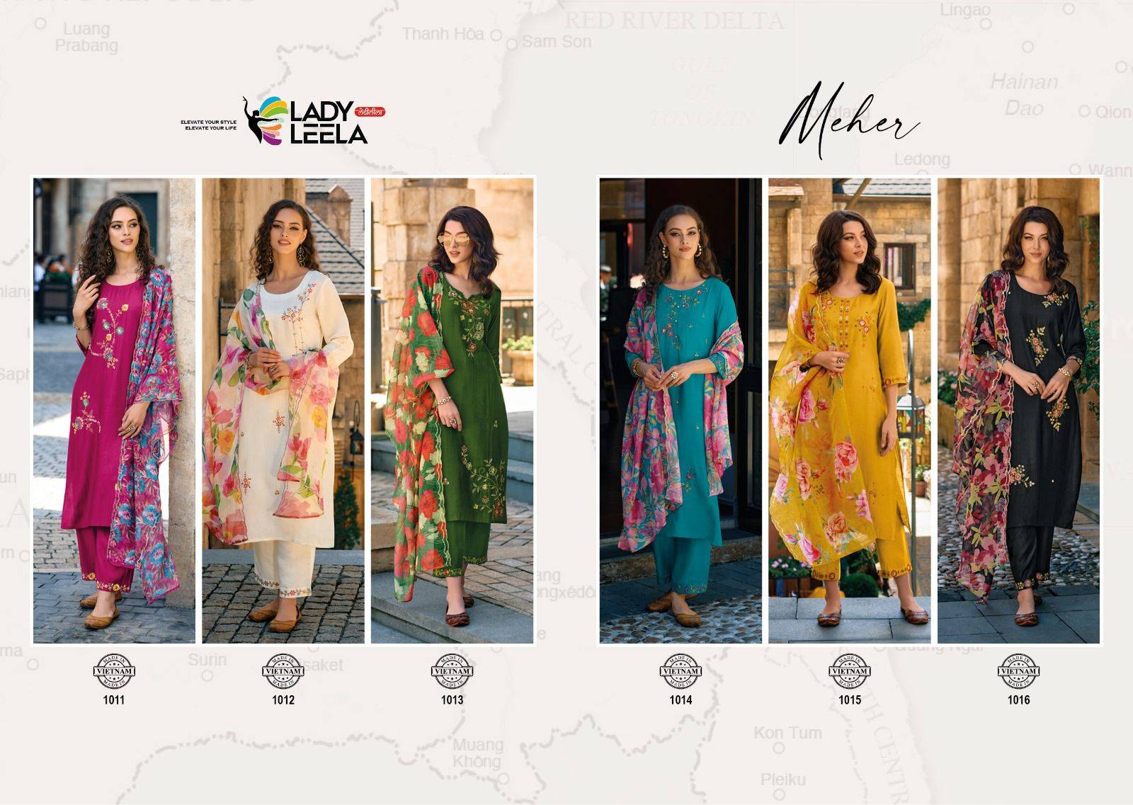 Meher By Lady Leela 1011 To 1016 Series Beautiful Festive Suits Colorful Stylish Fancy Casual Wear & Ethnic Wear Pure Viscose With Work Dresses At Wholesale Price