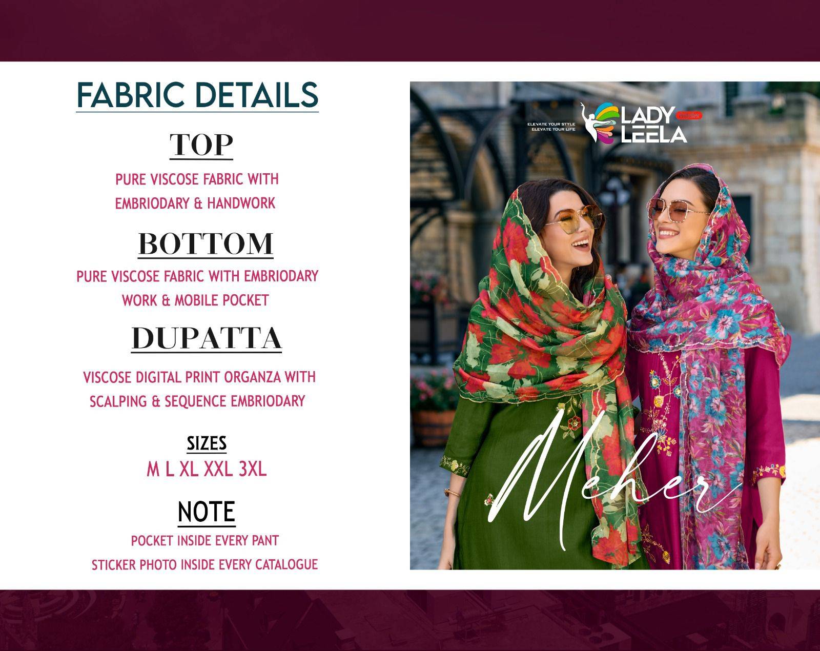 Meher By Lady Leela 1011 To 1016 Series Beautiful Festive Suits Colorful Stylish Fancy Casual Wear & Ethnic Wear Pure Viscose With Work Dresses At Wholesale Price