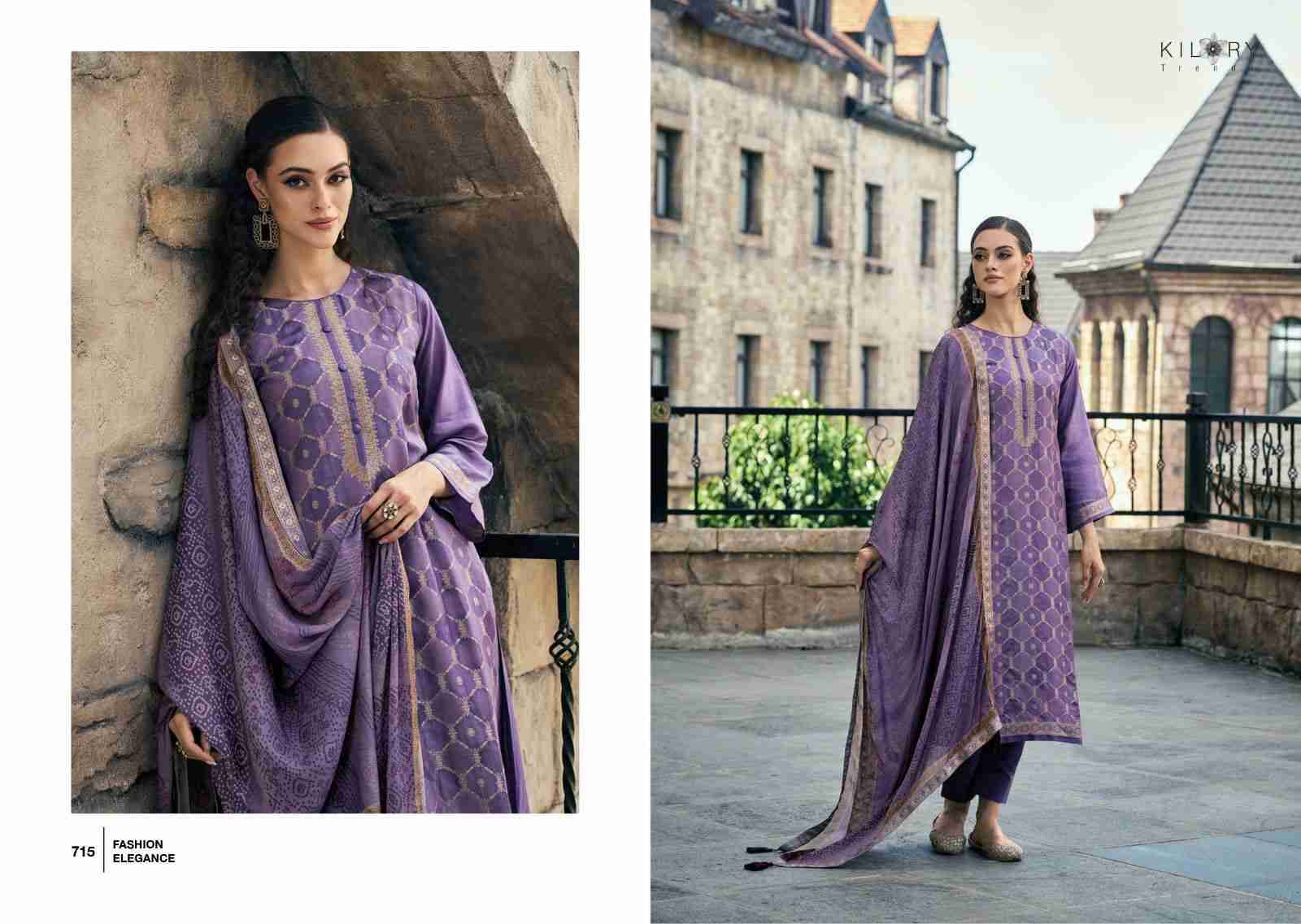 Haseen By Kilory 711 To 716 Series Beautiful Stylish Festive Suits Fancy Colorful Casual Wear & Ethnic Wear & Ready To Wear Pure Jacquard Silk Dresses At Wholesale Price