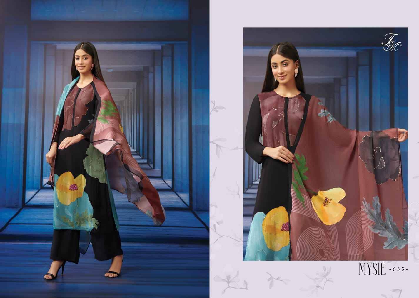 Mysie By T And M Designer Studio Beautiful Stylish Festive Suits Fancy Colorful Casual Wear & Ethnic Wear & Ready To Wear Organza Silk Digital Print Dresses At Wholesale Price