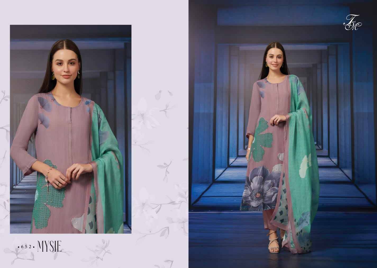 Mysie By T And M Designer Studio Beautiful Stylish Festive Suits Fancy Colorful Casual Wear & Ethnic Wear & Ready To Wear Organza Silk Digital Print Dresses At Wholesale Price