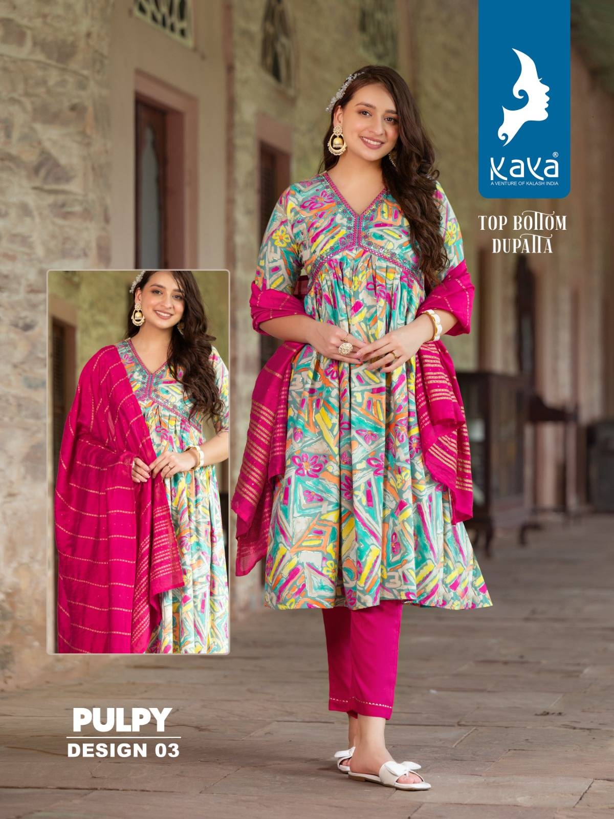 Pulpy By Kaya 01 To 06 Series Beautiful Suits Colorful Stylish Fancy Casual Wear & Ethnic Wear Heavy Rayon Foil Dresses At Wholesale Price