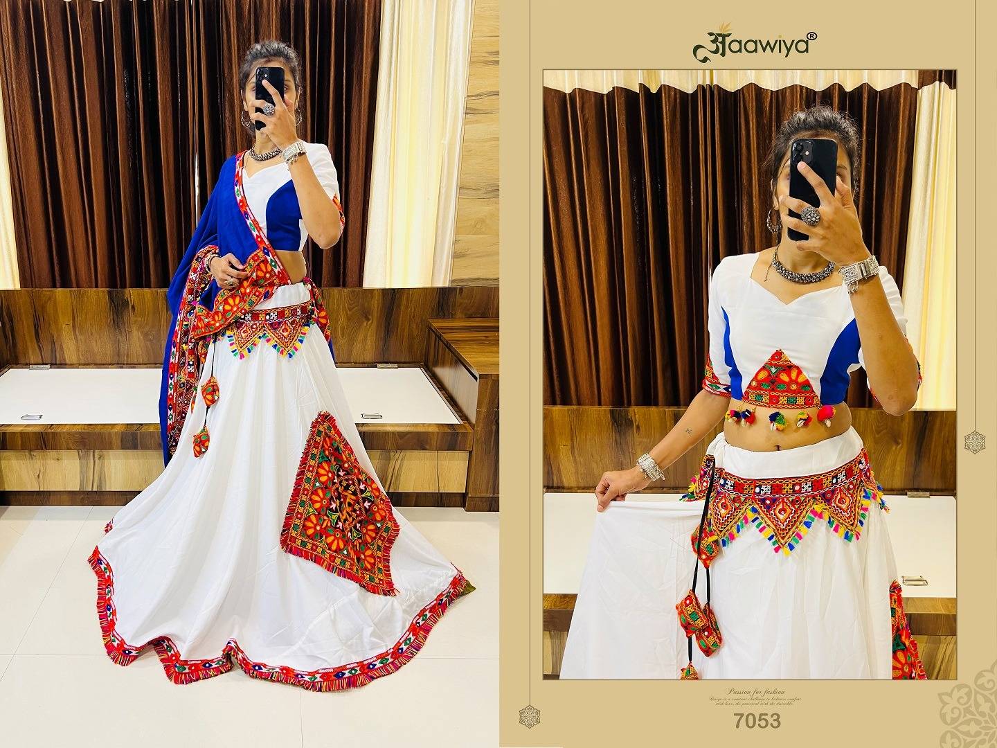Rajwadi Vol-8 By Aawiya Navratri Wear Collection Beautiful Stylish Colorful Fancy Party Wear & Occasional Wear Cotton Silk Lehengas At Wholesale Price
