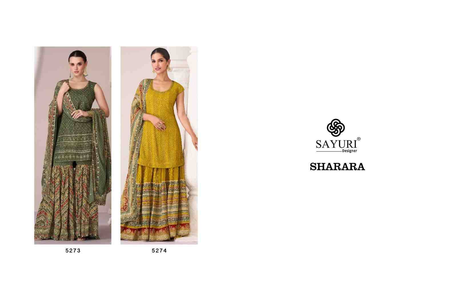 Sharara By Sayuri 5273 To 5274 Series Beautiful Stylish Sharara Suits Fancy Colorful Casual Wear & Ethnic Wear & Ready To Wear Premium Silk Dresses At Wholesale Price