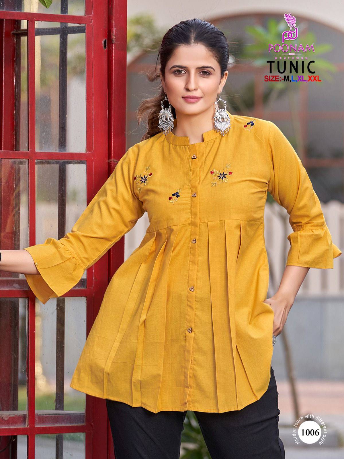 Tunic By Poonam Designer 1001 To 1006 Series Designer Stylish Fancy Colorful Beautiful Party Wear & Ethnic Wear Collection Pure Cotton Print Tops At Wholesale Price