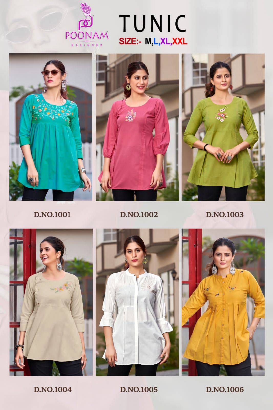 Tunic By Poonam Designer 1001 To 1006 Series Designer Stylish Fancy Colorful Beautiful Party Wear & Ethnic Wear Collection Pure Cotton Print Tops At Wholesale Price