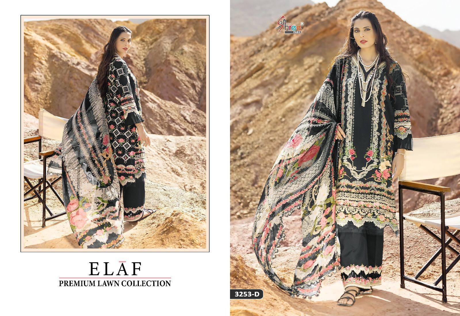 Elaf Premium Lawn Collection By Shree Fabs 3253-A To 3253-D Series Pakistani Suits Beautiful Fancy Colorful Stylish Party Wear & Occasional Wear Pure Cotton With Embroidery Dresses At Wholesale Price