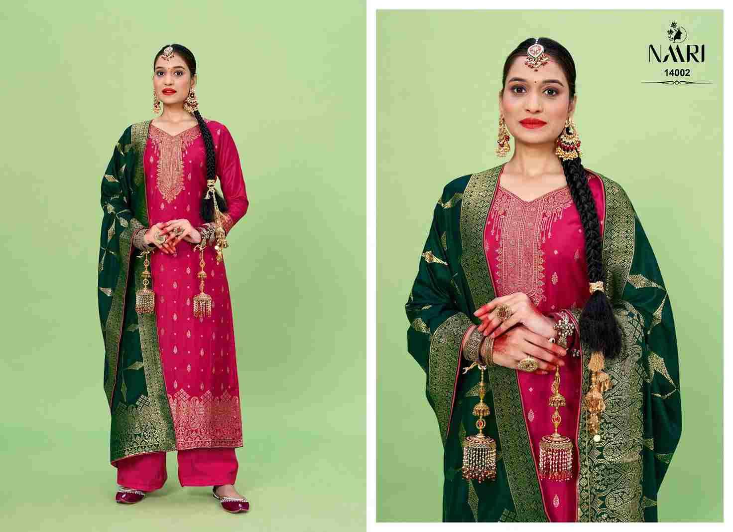 Izara By Naari 14001 To 14004 Series Beautiful Stylish Festive Suits Fancy Colorful Casual Wear & Ethnic Wear & Ready To Wear Viscose Muslin Jacquard Dresses At Wholesale Price