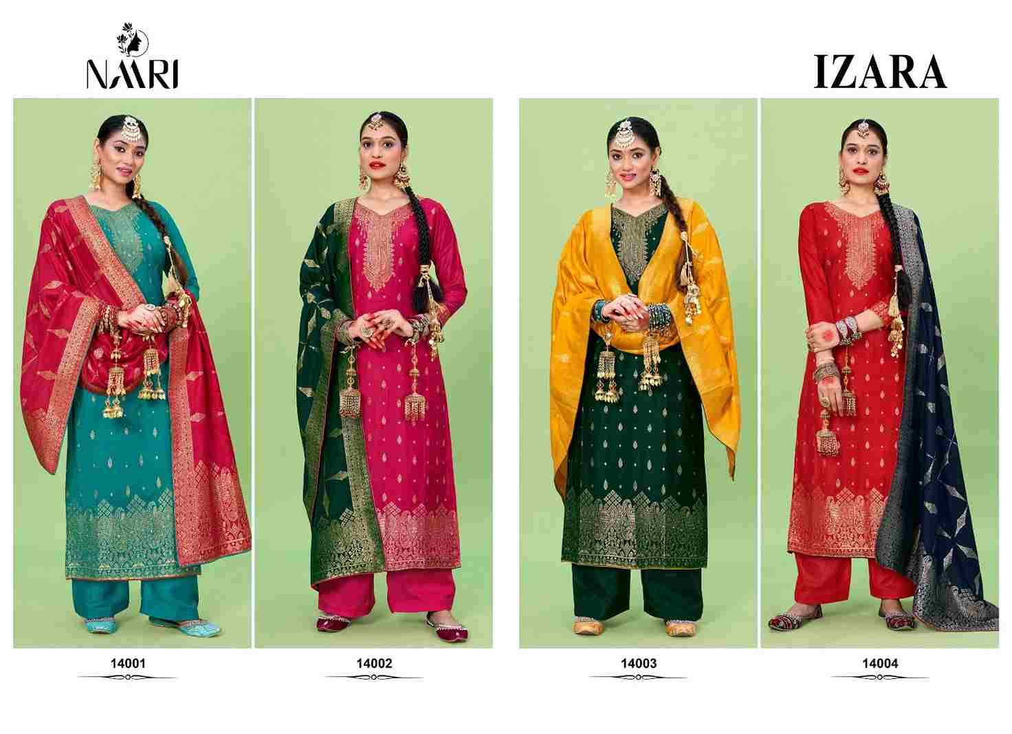 Izara By Naari 14001 To 14004 Series Beautiful Stylish Festive Suits Fancy Colorful Casual Wear & Ethnic Wear & Ready To Wear Viscose Muslin Jacquard Dresses At Wholesale Price