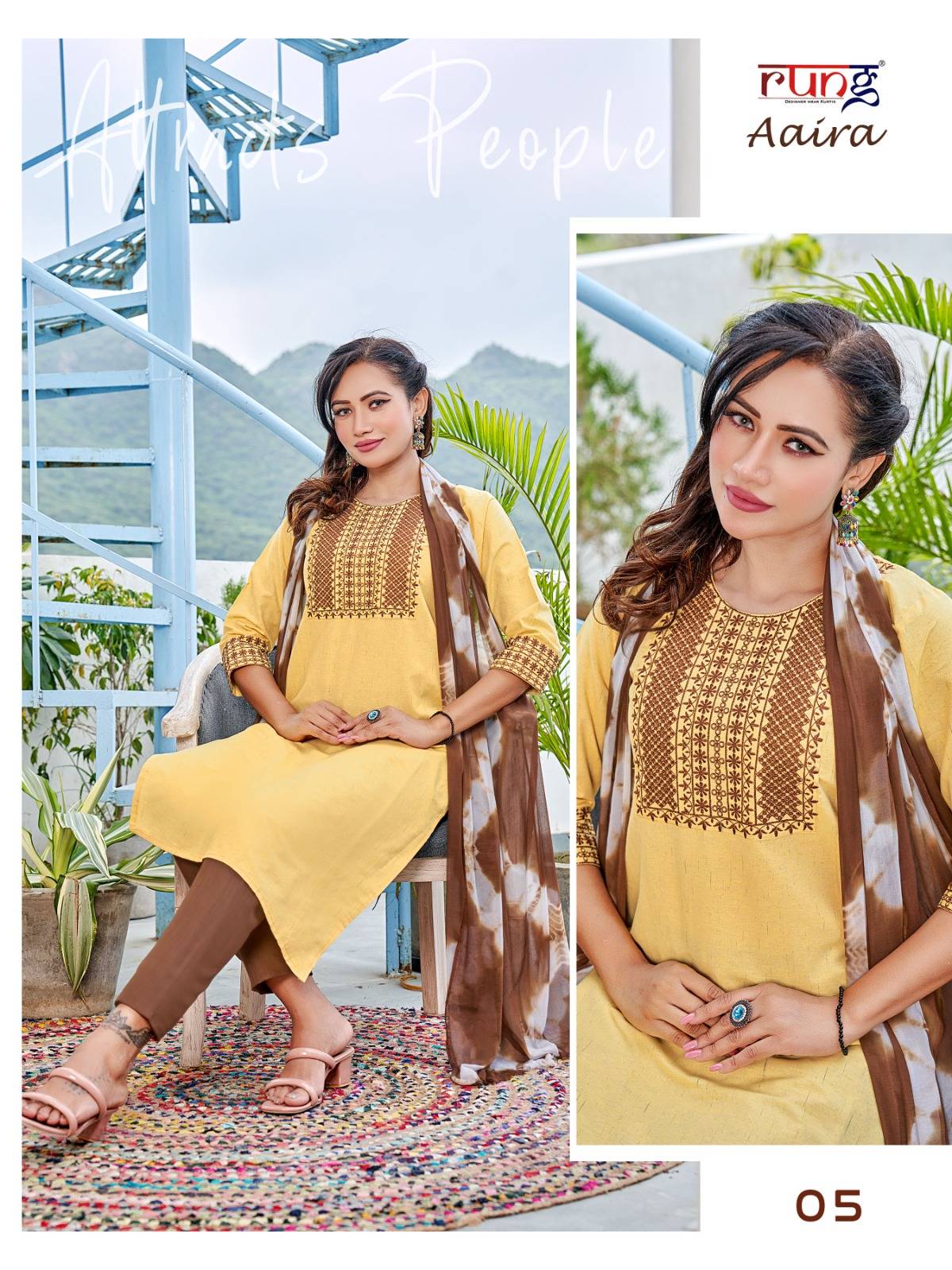 Aaira By Rung 1001 To 1006 Series Beautiful Stylish Suits Fancy Colorful Casual Wear & Ethnic Wear & Ready To Wear Cotton Embroidered Dresses At Wholesale Price