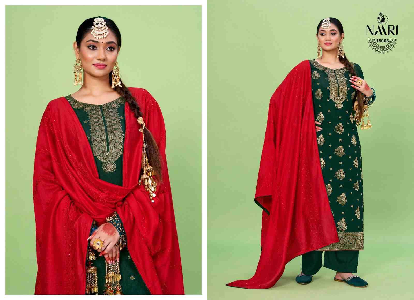 Manya By Naari 15001 To 15004 Series Beautiful Stylish Festive Suits Fancy Colorful Casual Wear & Ethnic Wear & Ready To Wear Viscose Muslin Jacquard Dresses At Wholesale Price