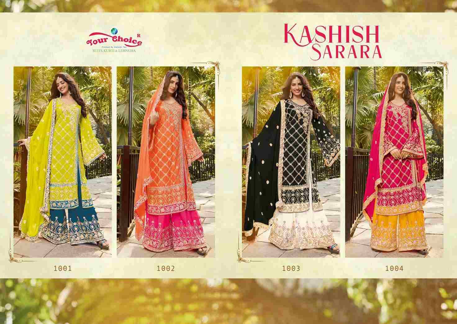 Kashish By Your Choice 1001 To 1004 Series Designer Festive Sharara Suits Collection Beautiful Stylish Fancy Colorful Party Wear & Occasional Wear Heavy Georgette Dresses At Wholesale Price