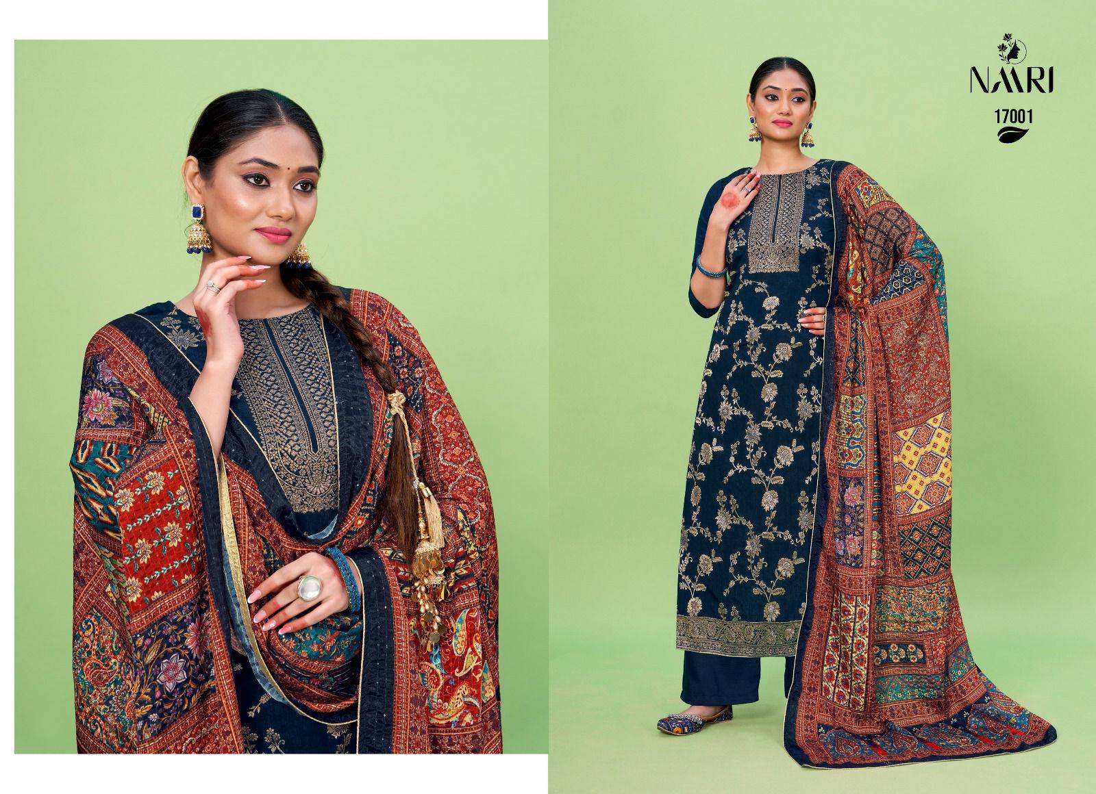Riona By Naari 17001 To 17004 Series Beautiful Festive Suits Colorful Stylish Fancy Casual Wear & Ethnic Wear Viscose Muslin Jacquard Dresses At Wholesale Price