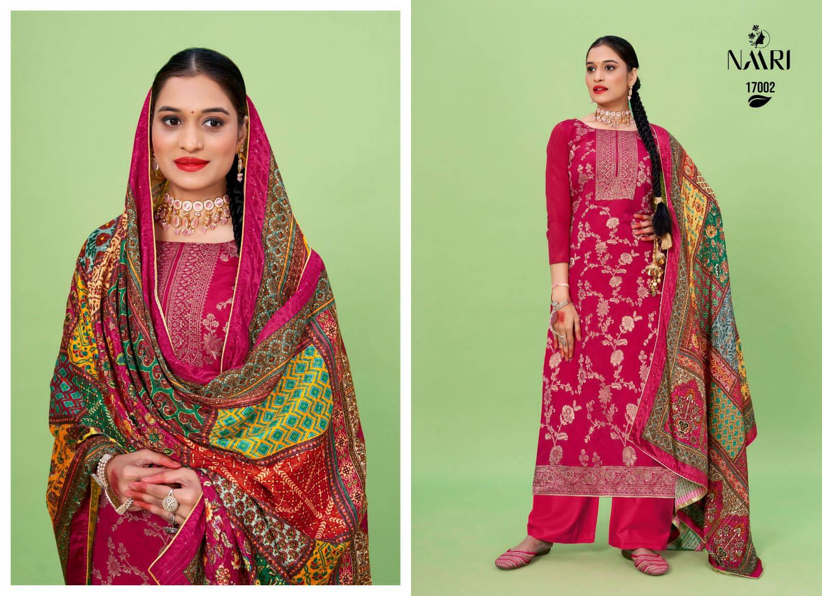 Riona By Naari 17001 To 17004 Series Beautiful Festive Suits Colorful Stylish Fancy Casual Wear & Ethnic Wear Viscose Muslin Jacquard Dresses At Wholesale Price