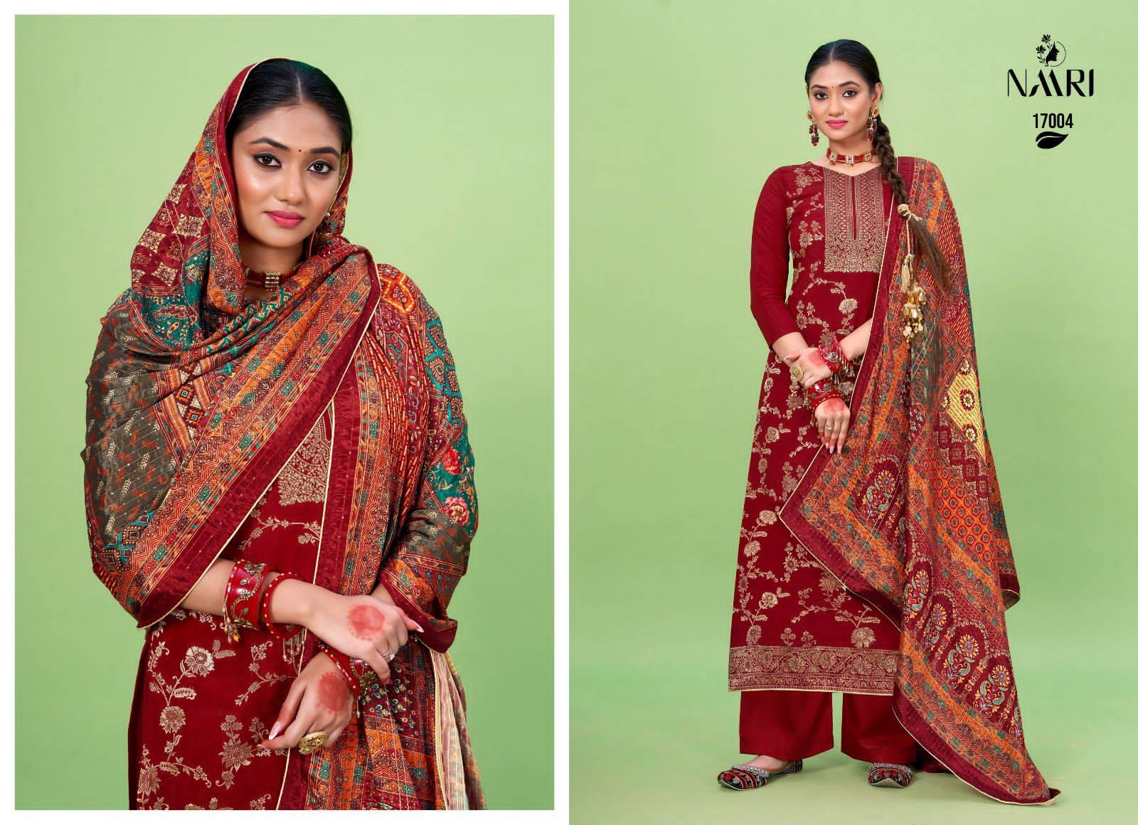 Riona By Naari 17001 To 17004 Series Beautiful Festive Suits Colorful Stylish Fancy Casual Wear & Ethnic Wear Viscose Muslin Jacquard Dresses At Wholesale Price