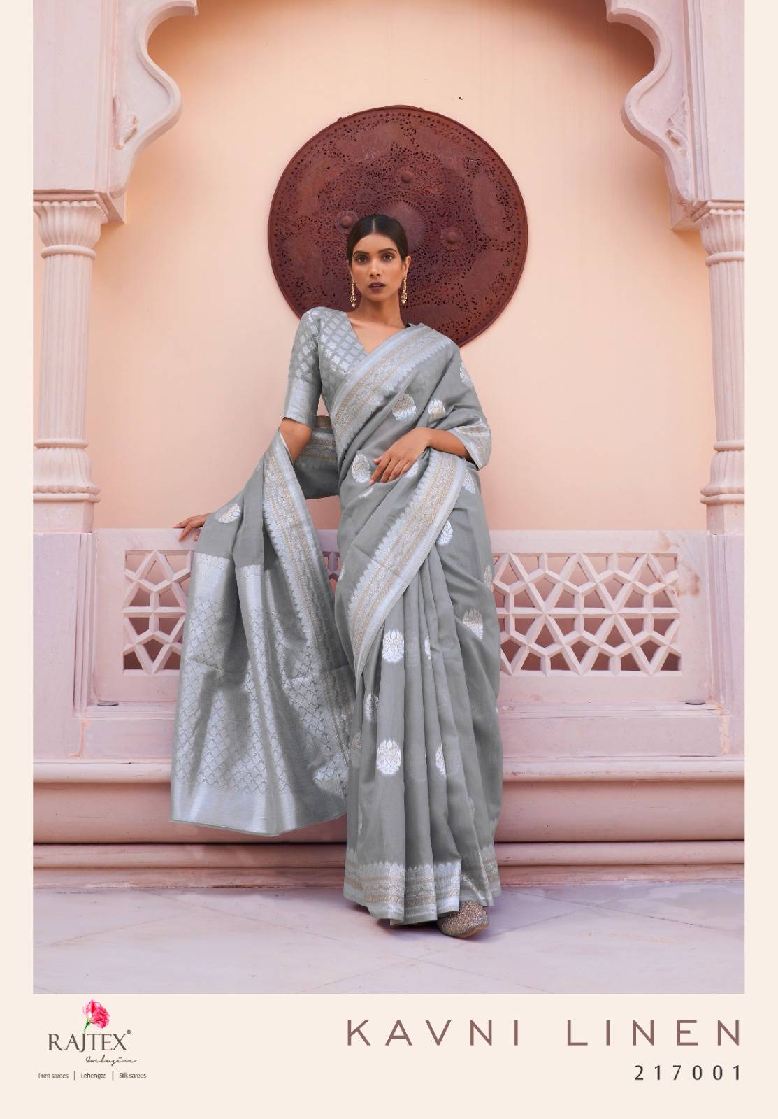 Kavni Linen By Raj Tex 217001 To 217006 Series Indian Traditional Wear Collection Beautiful Stylish Fancy Colorful Party Wear & Occasional Wear Pure Linen Sarees At Wholesale Price
