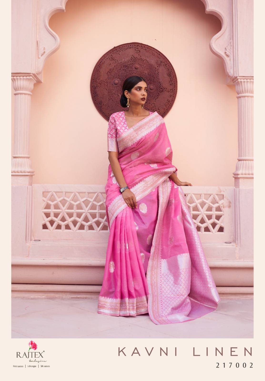 Kavni Linen By Raj Tex 217001 To 217006 Series Indian Traditional Wear Collection Beautiful Stylish Fancy Colorful Party Wear & Occasional Wear Pure Linen Sarees At Wholesale Price
